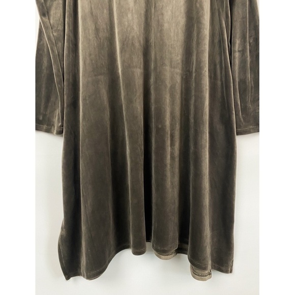 J Jill Pure Jill Womens Velour Dipped Hem Dress M Tall Mocha Tunic Pockets - Picture 7 of 9